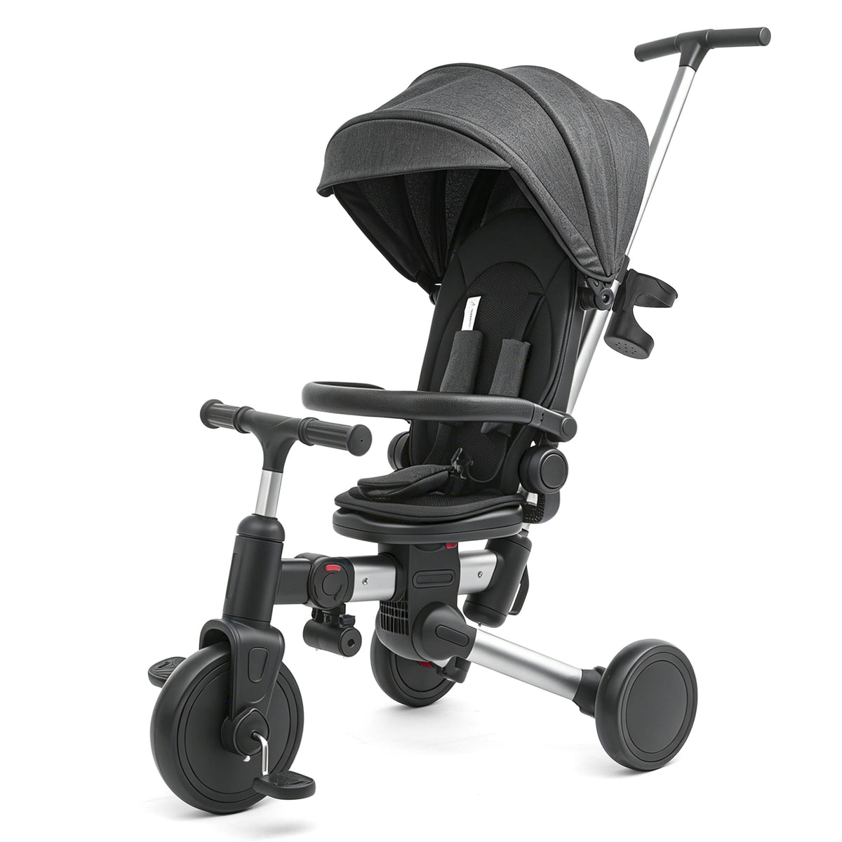 KORIMEFA 9-in-1 Toddler Tricycle, Foldable Kids Trike for Boys & Girls 6 Months-3 Years, with Adjustable Sun Canopy, Parent Push Handle, Removable Backrest, 360° Rotatable Seat & Cup Holder