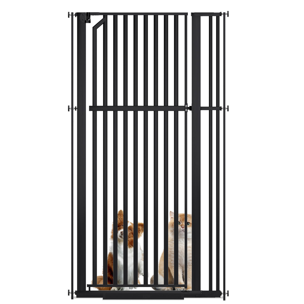 XJD Premium Metal Pet Gate for Babies: Adjustable Width 30-37.8", 63" High – Easy Install, Auto-Close Barrier for Home Safety, Black