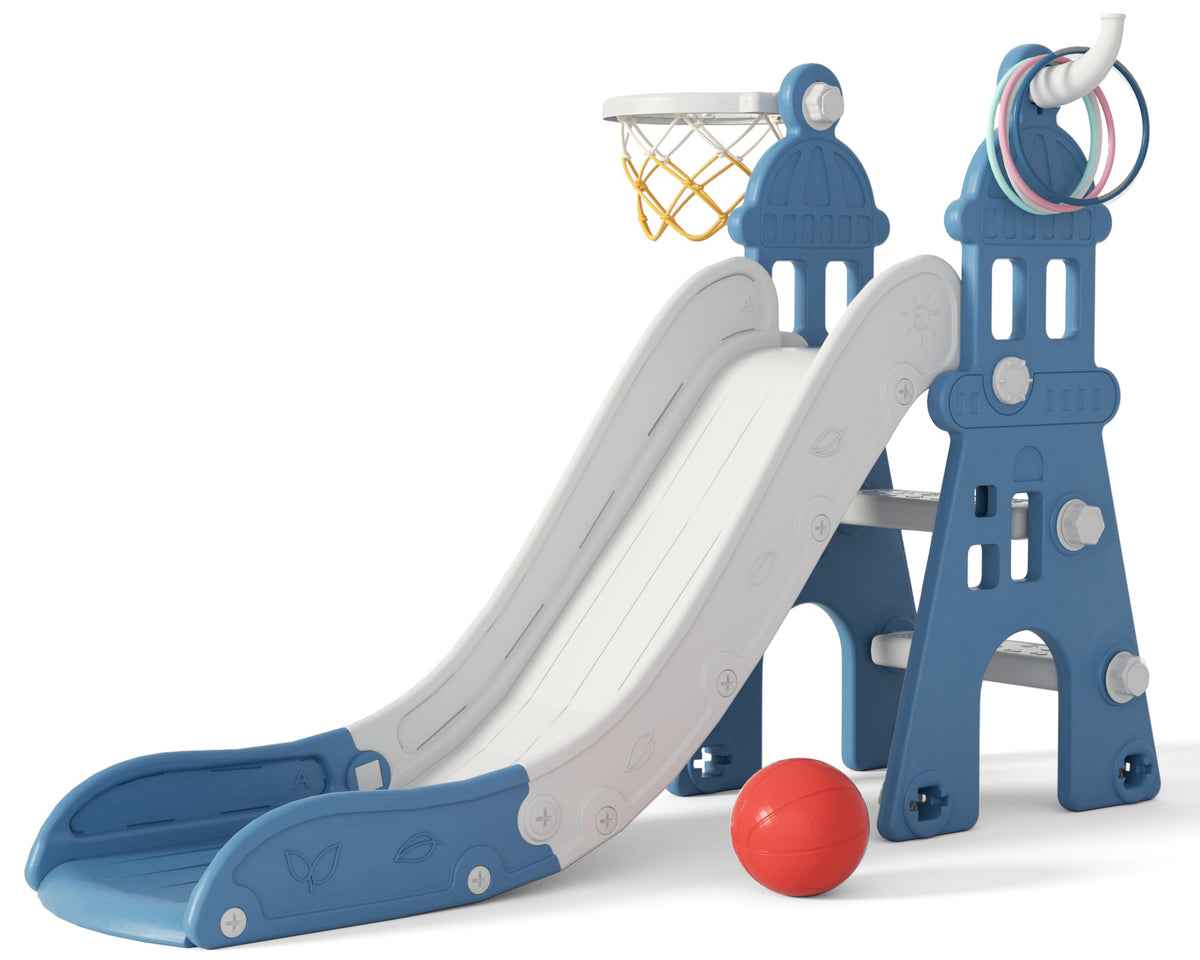 XJD Indoor and Outdoor Plastic Freestanding Single Slide Blue