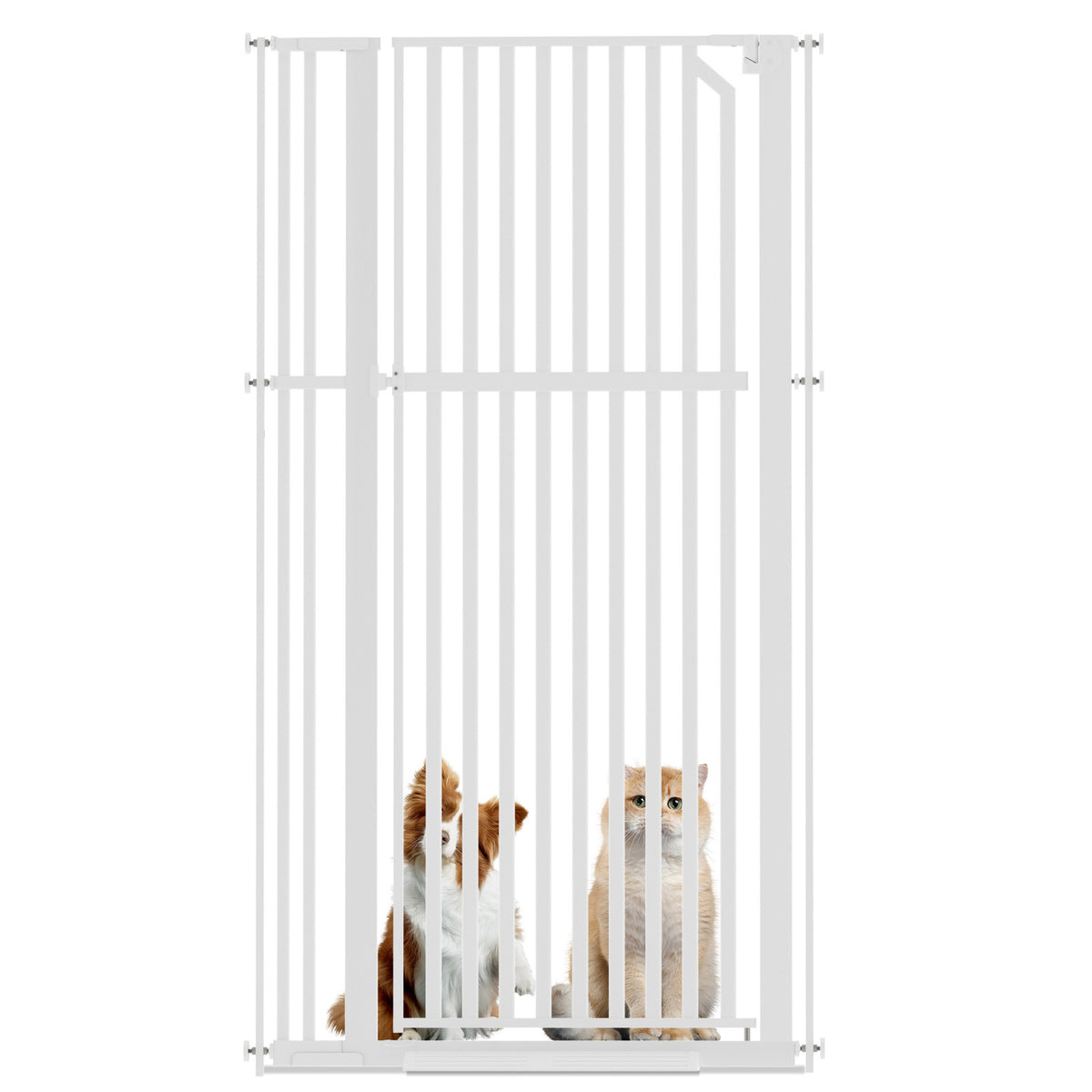 XJD Premium Metal Pet Gate for Babies: Adjustable Width 30-37.8", 63" High – Easy Install, Auto-Close Barrier for Home Safety, White