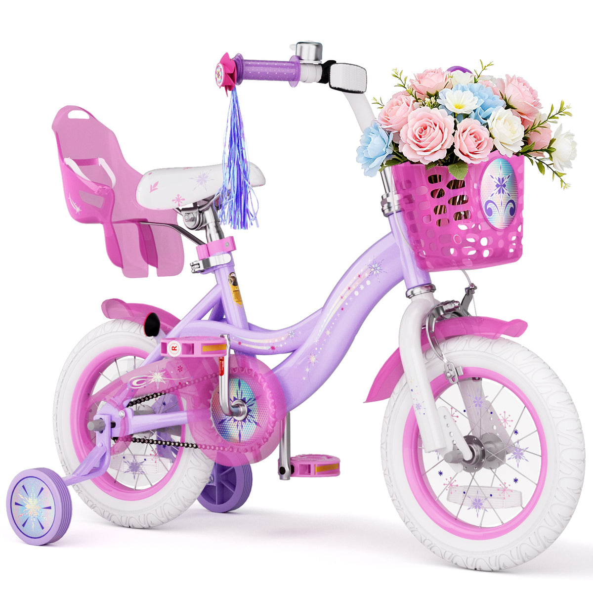 Korimefa 12 14 16 20 inch Girls Kids Bike Ages 3-6 Years Old Children, Toddler Bike with Training Wheels, Perfect for Beginner Riders Learning to Ride, Easy to Assemble, Blue