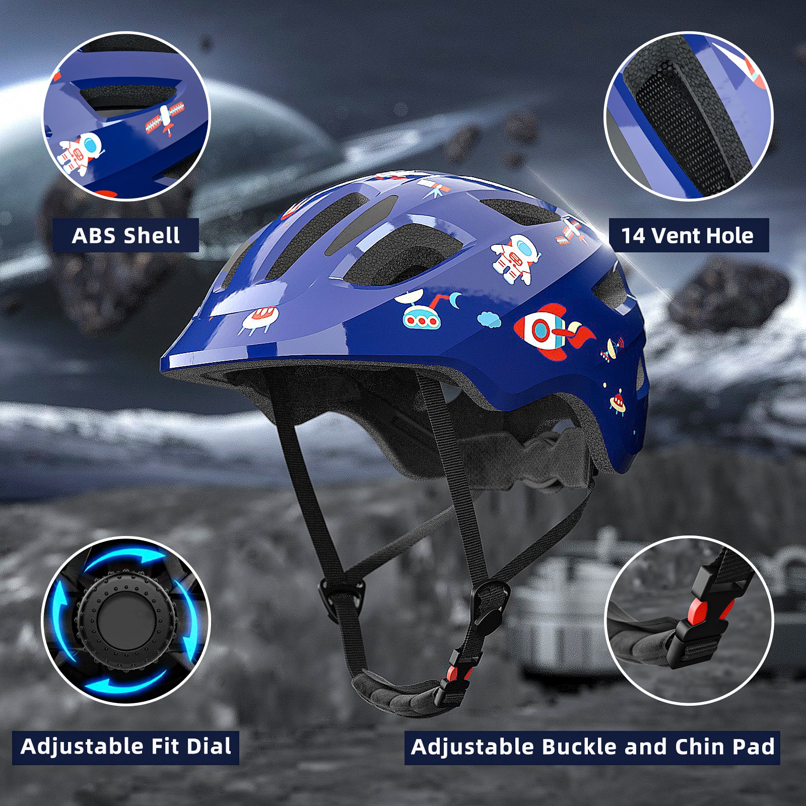 XJD Kids Helmets Astronaut In Blue Adjustable Helmet for Kids In Stock USA