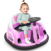 6V Electric Ride on Bumper Car Toys for Kids Toddlers 2-4 Years Old, 360° Spinning Bumping Toy Gifts Cars, Music Play, Lights, 0-2 mph, Pink