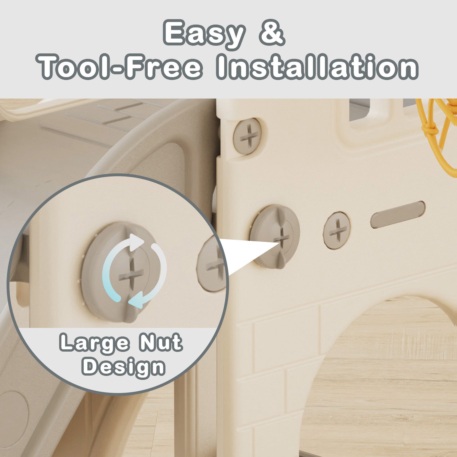 XJD 5 in 1 Toddler Slide Set  Climber Slide for Age 1-3, Outdoor Indoor Playset with Basketball Hoop, Telescope, and Storage Space, Gray/Grey