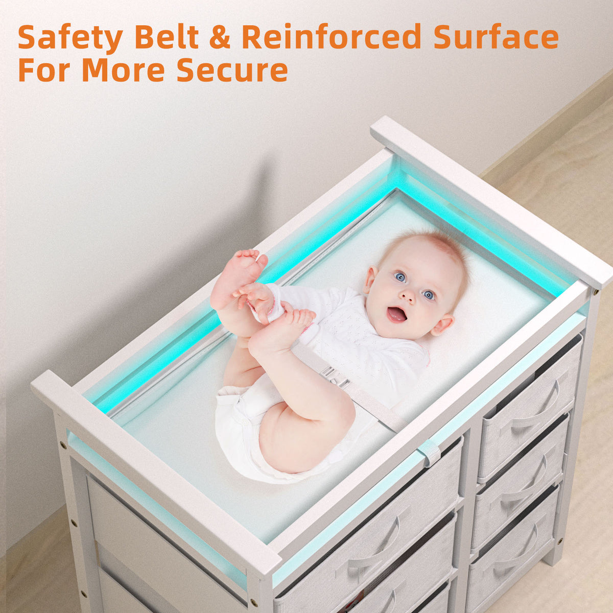 XJD Baby Changing Table with 6 Storage Baskets, Changing Table Dresser with Changing Table Top, Baby Diaper Changing Station (White)