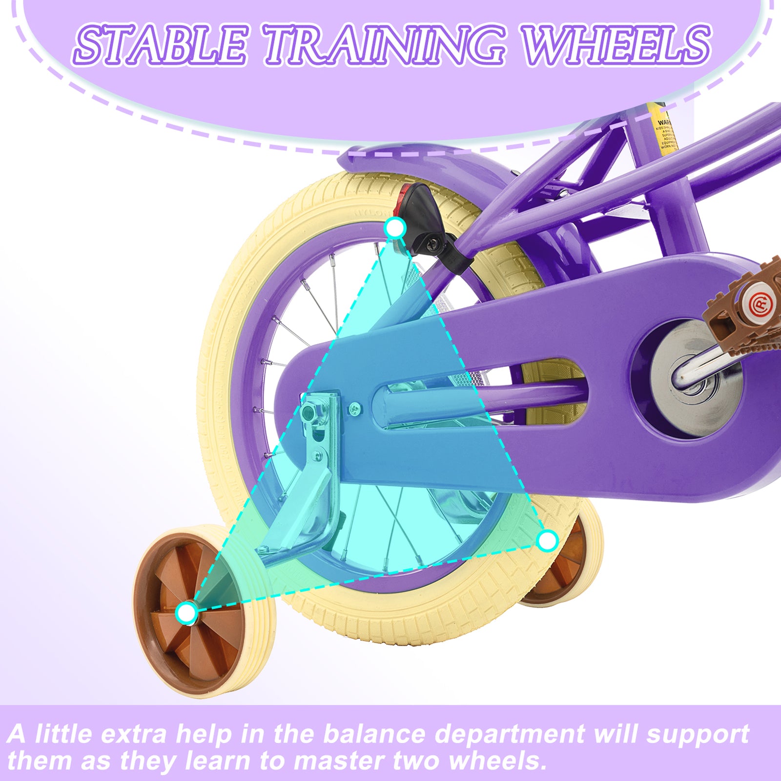 XJD Kids Bicycle for Toddlers and Children 3+ Years Old, 12 14 16 20 inch Bike for Girls and Boys, with Basket and Bell Training Wheels, Adjustable Seat Handlebar Height, Purple