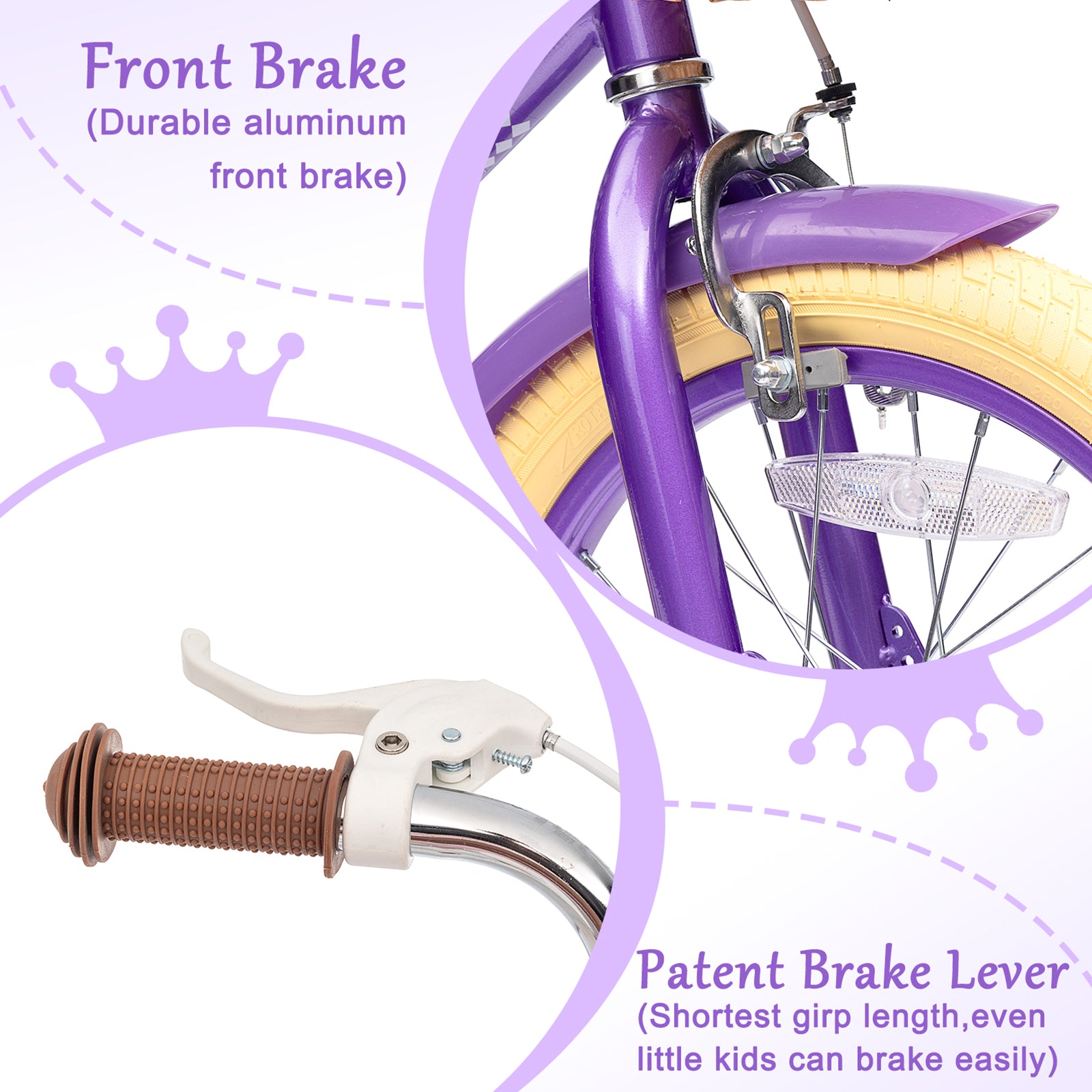 XJD Kids Bicycle for Toddlers and Children 3+ Years Old, 12 14 16 20 inch Bike for Girls and Boys, with Basket and Bell Training Wheels, Adjustable Seat Handlebar Height, Purple