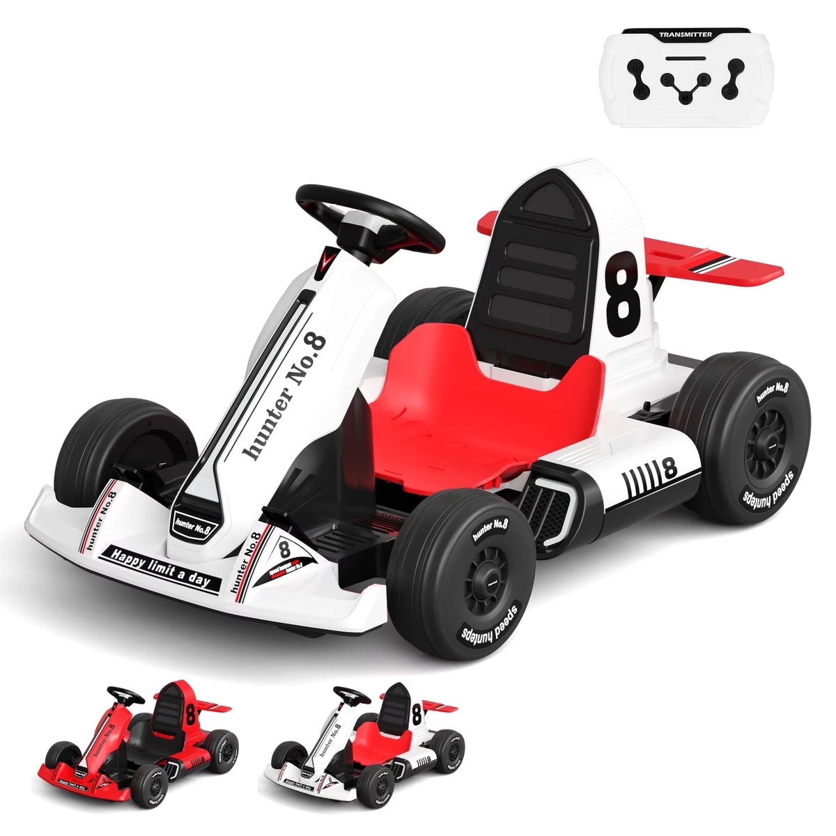 KORIMEFA Electric Go Kart for Toddlers 3-8 Years Old Boys Girls 12V Outdoor Ride on Toy with Adjustable speed mode Bluetooth USB port music LED Lights Multiple Colors