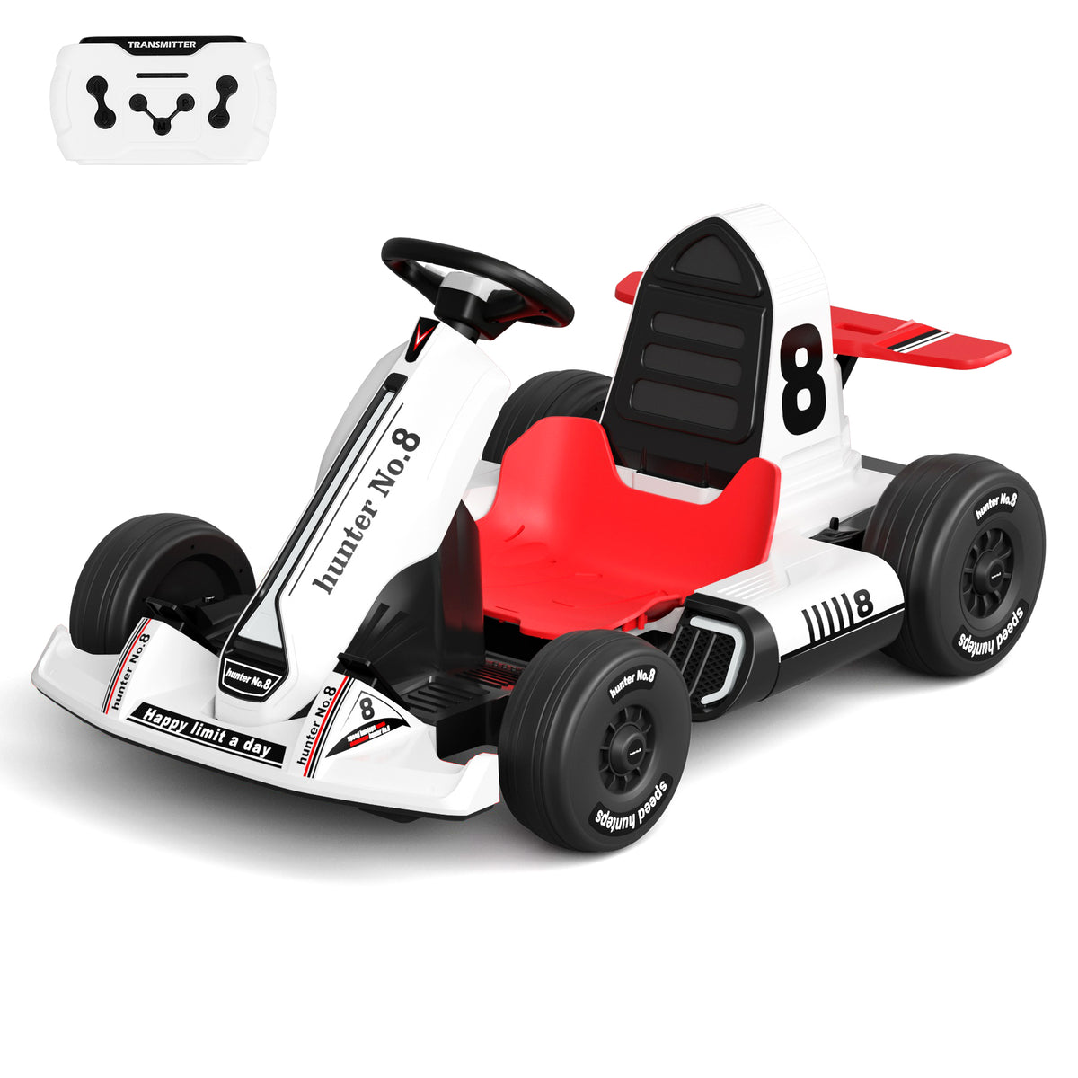 XJD 12V Electric Drifting Go Kart for Kids Battery Powered Driving Car Toy with Remote Control/Cool Lights/Bluetooth Music, White