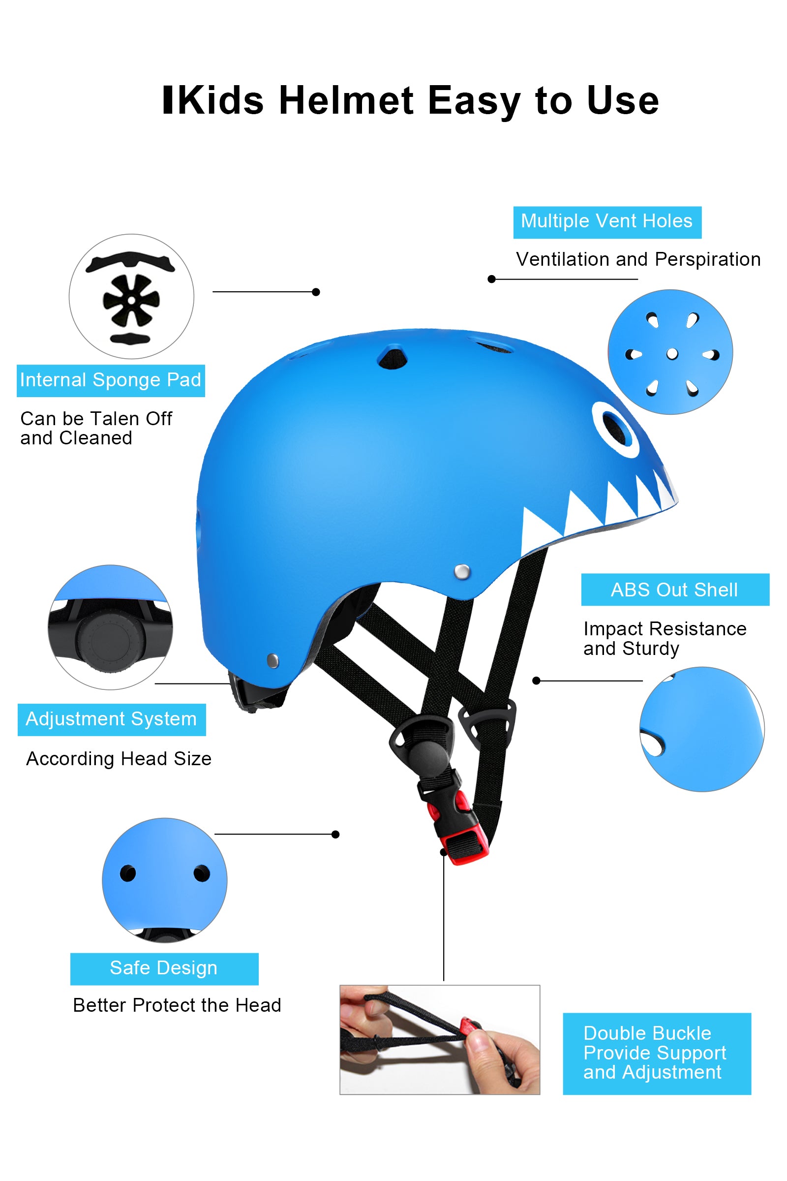 GLAF Kids Bike Helmets in Blue White In Stock USA