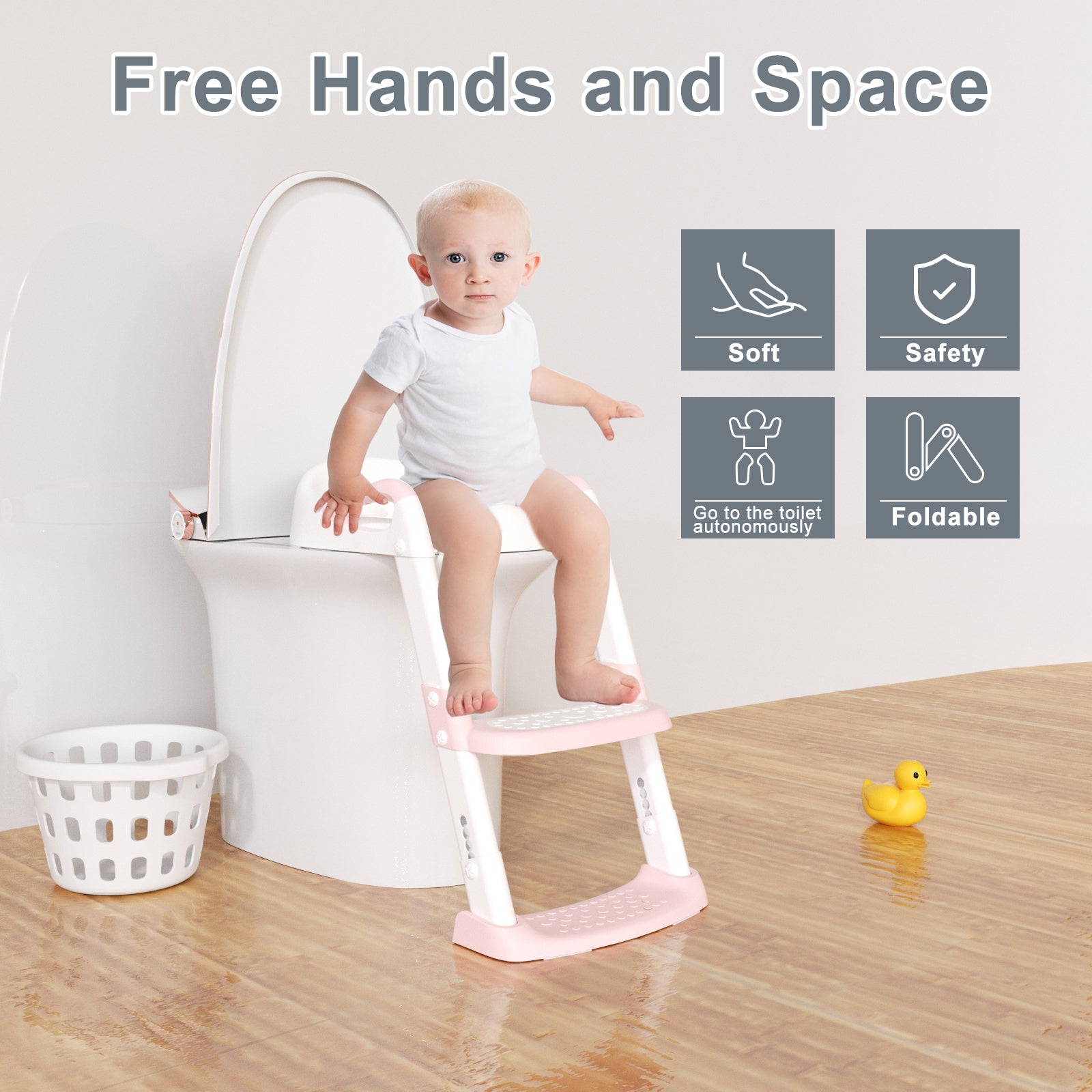 GLAF Toddler Potty Training Seat for Toilet with Ladder in pink In Stock USA
