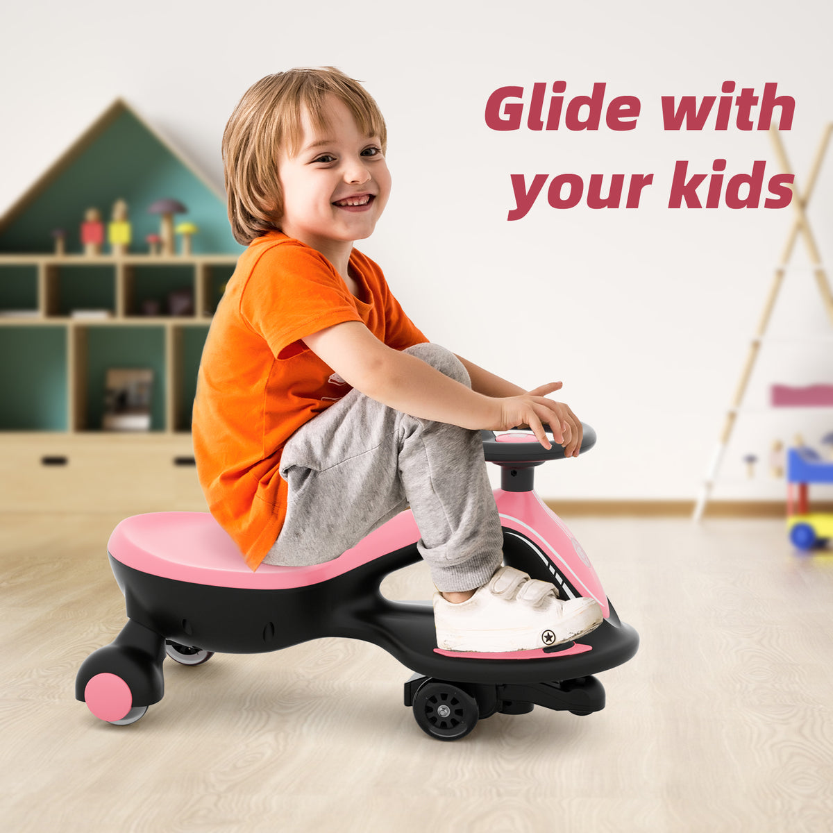 XJD 2 in 1 Electric Wiggle Car Pink In Stock USA