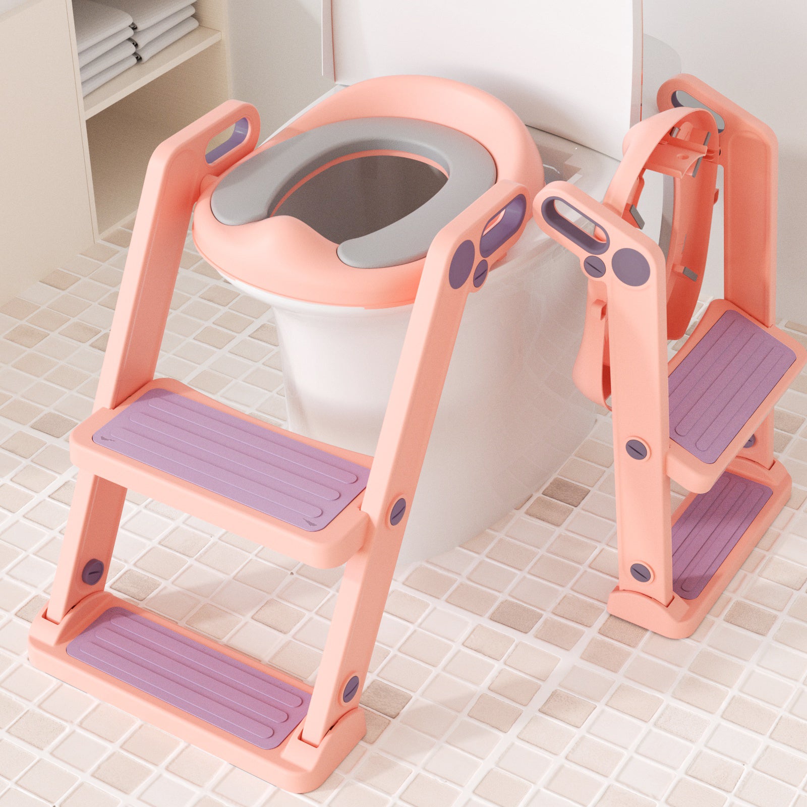 XJD Kids Toilet Training Seat with Step Ladder Pink In Stock USA