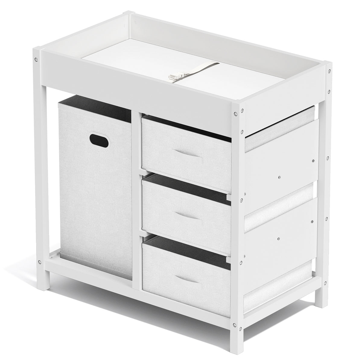 KORIMEFA Baby Changing Table with 3 Storage Drawers & Hamper , Portable Diaper Station, Space-Saving Nursery Organizer , Easy Assembly