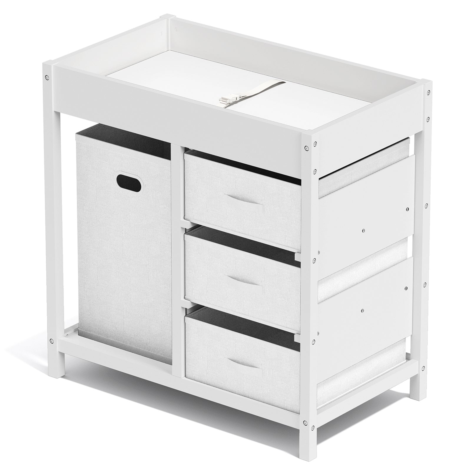 KORIMEFA Baby Changing Table with 3 Storage Drawers & Hamper , Portable Diaper Station, Space-Saving Nursery Organizer , Easy Assembly