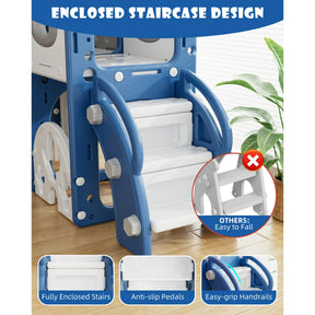 KORIMEFA 13 in 1 Toddler Slide Set, Kids Slide for baby Age 1-4, New Upgrade with Golf Set, Basketball Hoop, Drawing Board for Indoor Outdoor Playset,Toddler Playground,Blue