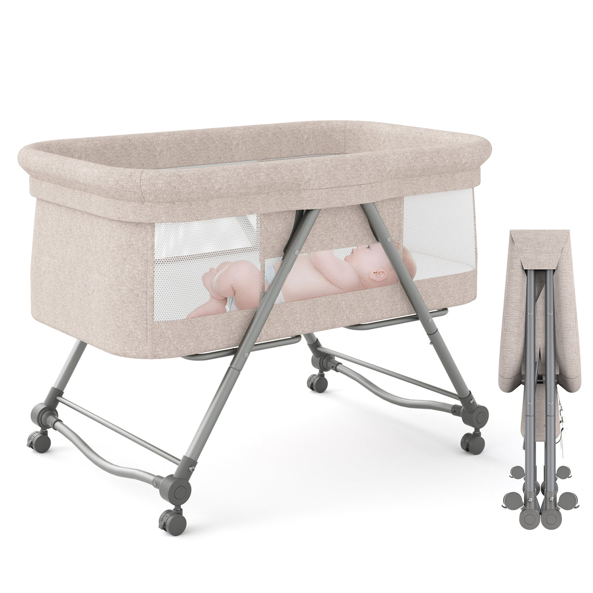 67i Baby Bassinets Rocking Bassinet in Stock USA Beige