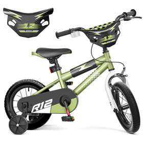 Korimefa 12 14 16 20 inch Kids Bike for Boys Ages 3-6 Years Children, BMX Style Toddler Bike with Training Wheels, Dual Brakes, Easy Assembly, Training Bicycle,Blue Green