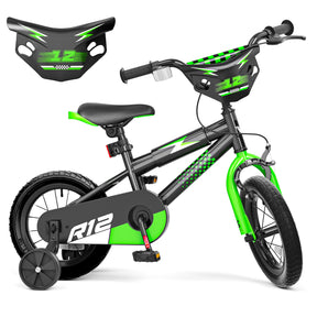 Korimefa 12 14 16 20 inch Kids Bike for Boys Ages 3-6 Years Children, BMX Style Toddler Bike with Training Wheels, Dual Brakes, Easy Assembly, Training Bicycle,Blue Green