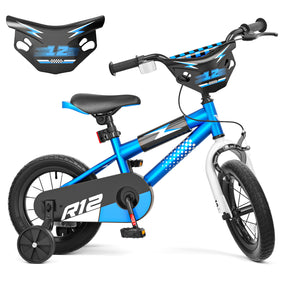 Korimefa 12 14 16 20 inch Kids Bike for Boys Ages 3-6 Years Children, BMX Style Toddler Bike with Training Wheels, Dual Brakes, Easy Assembly, Training Bicycle,Blue Green