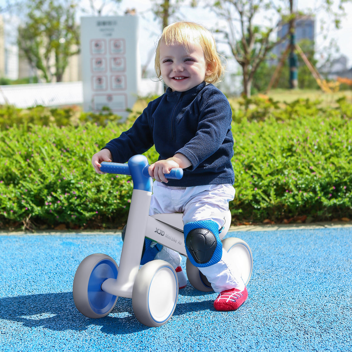 XJD Baby Balance Bike, 4 Wheels for Toddlers as A Birthday Gift - Blue White