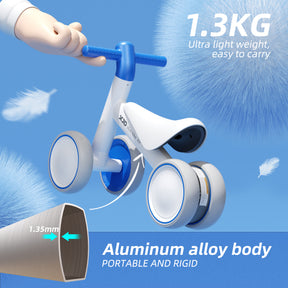 XJD Baby Balance Bike, 4 Wheels for Toddlers as A Birthday Gift - Blue White