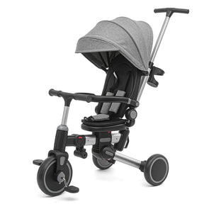 KORIMEFA 9-in-1 Toddler Tricycle, Foldable Kids Trike for Boys & Girls 6 Months-3 Years, with Adjustable Sun Canopy, Parent Push Handle, Removable Backrest, 360° Rotatable Seat & Cup Holder
