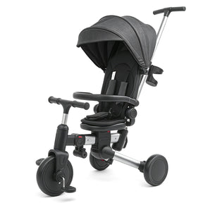 KORIMEFA 9-in-1 Toddler Tricycle, Foldable Kids Trike for Boys & Girls 6 Months-3 Years, with Adjustable Sun Canopy, Parent Push Handle, Removable Backrest, 360° Rotatable Seat & Cup Holder