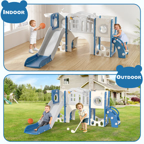 KORIMEFA 11- in-1 Kids Toddler Slide Set, Toddler Climber Slide for Age 1-3 , Indoor Outdoor Slide with Basketball Hoop Ring Toss Golf
