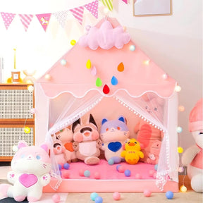 KORIMEFA Princess Castle Play Tent with Glow in The Dark Stars, Foldable Pink Pop up Kids Tent Playhouse Toys, for Indoor Outdoor Toddler Children Girls Gifts Tent Girls Toys