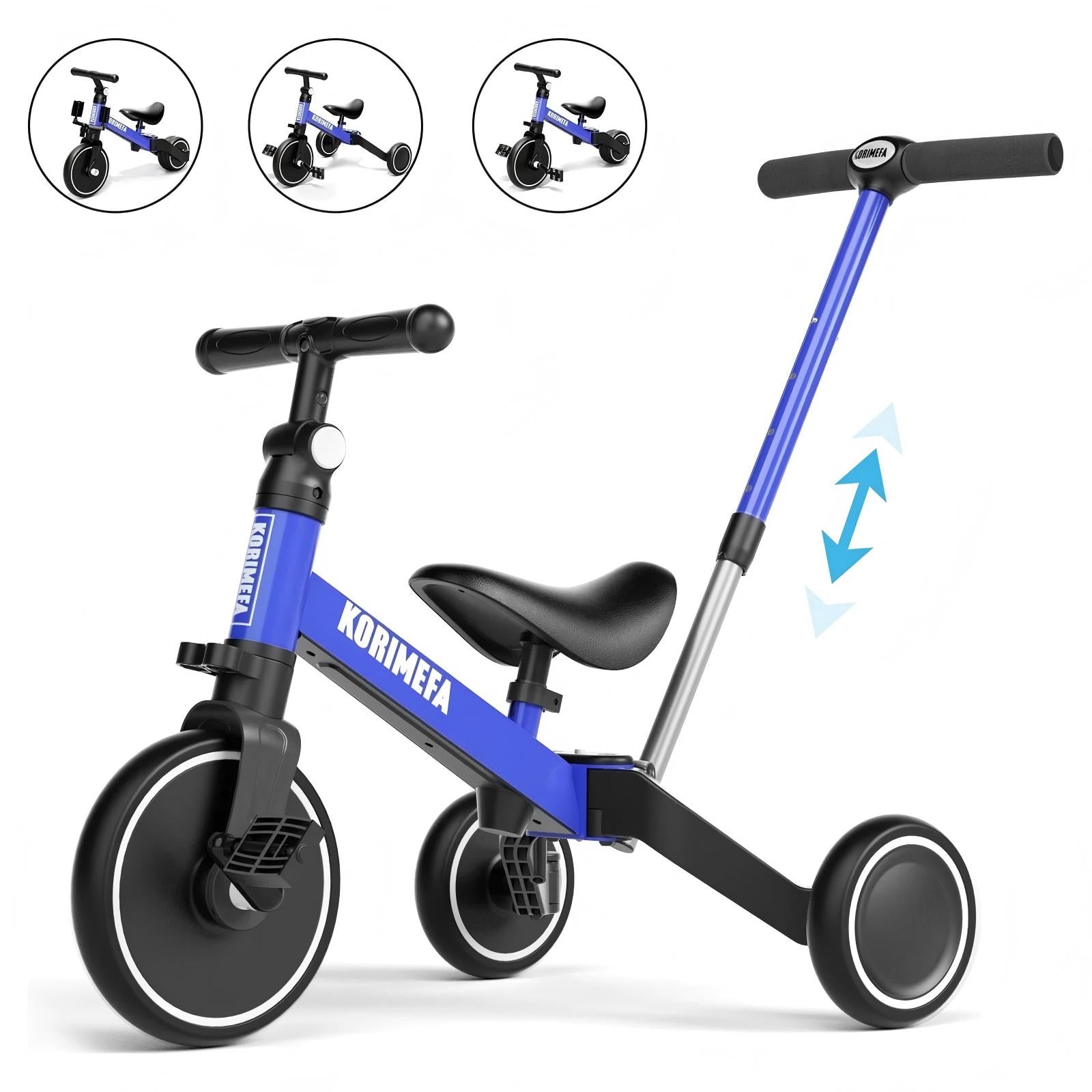 KORIMEFA Toddler Bike with Push Handle,Tricycles for 1 to 3 Years Old, Toddler Tricycle with Push Handle for Boy Girl, Baby Bike Balance Bike