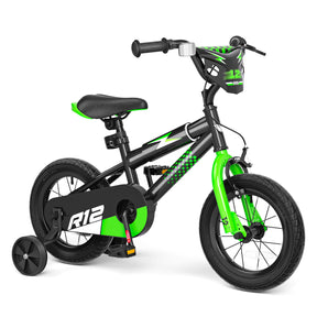 Korimefa 12 14 16 20 inch Kids Bike for Boys Ages 3-6 Years Children, BMX Style Toddler Bike with Training Wheels, Dual Brakes, Easy Assembly, Training Bicycle,Blue Green