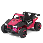 XJD 12V/24V 7AH Ride On Car with Remote Control, 2WD/4WD Switchable, 2 Seats, Power Car for Kids, Black&Pink