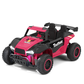 XJD 12V/24V 7AH Ride On Car with Remote Control, 2WD/4WD Switchable, 2 Seats, Power Car for Kids, Black&Pink