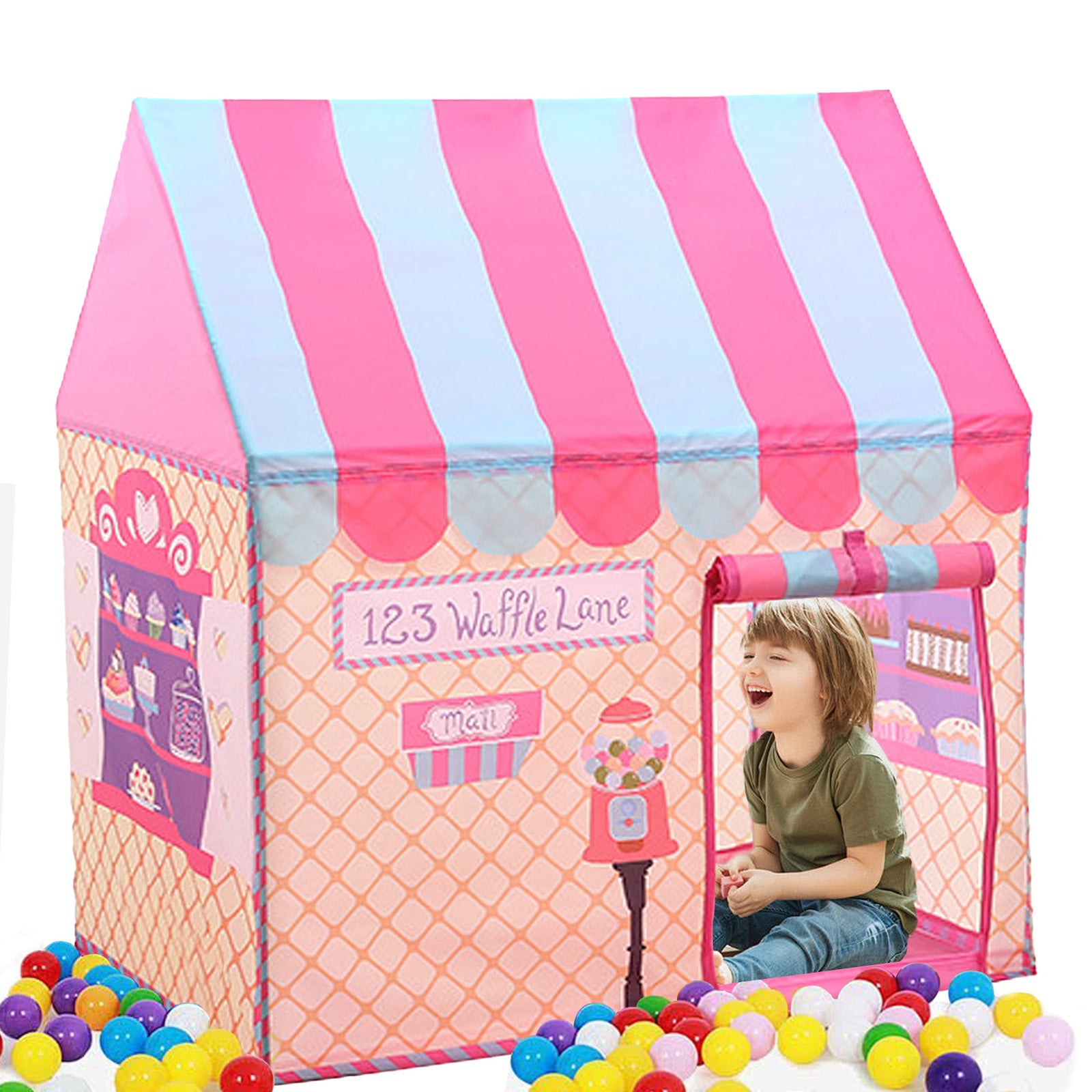 KORIMEFA Princess Castle Play Tent with Glow in The Dark Stars, Foldable Pink Pop up Kids Tent Playhouse Toys, for Indoor Outdoor Toddler Children Girls Gifts Tent Girls Toys