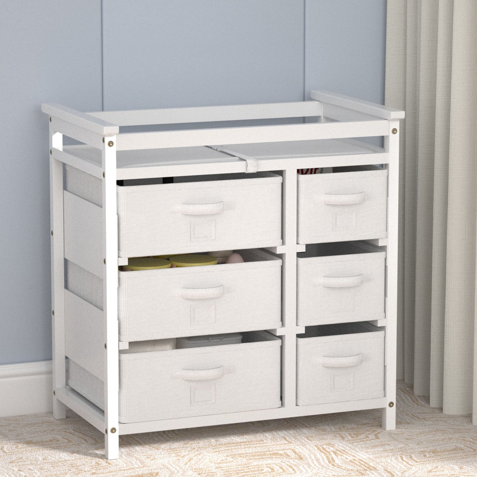 XJD Baby Changing Table with 6 Storage Baskets, Changing Table Dresser XJD Baby Changing Table with 6 Storage Baskets, Changing Table Dresser