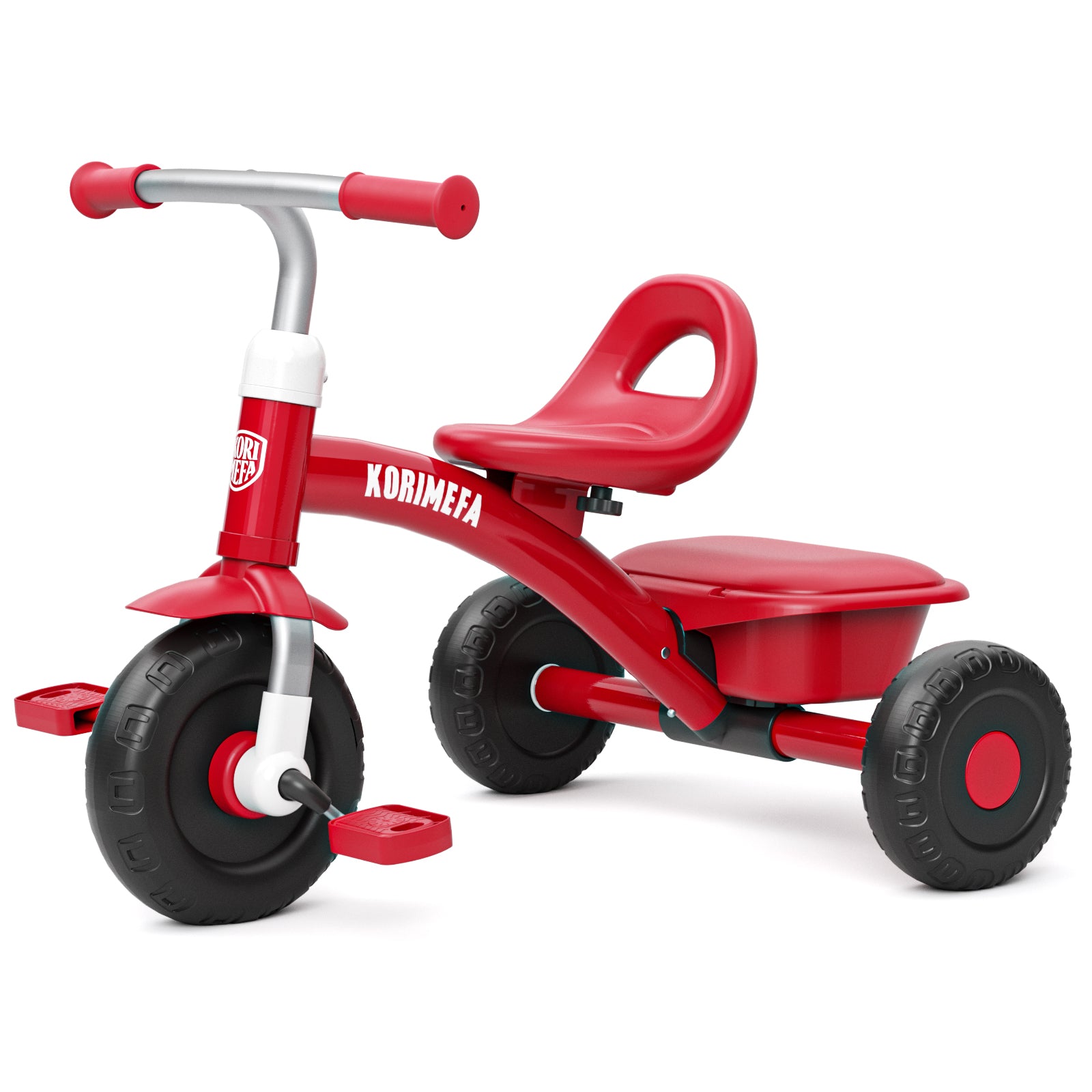 KORIMEFA Kids Tricycle for Toddlers Age 2-5, Birthday Gift for Boy Girl, Toddler Trike with Quiet Ride Wheels, Storage Bin, Comfort Grip Handlebars