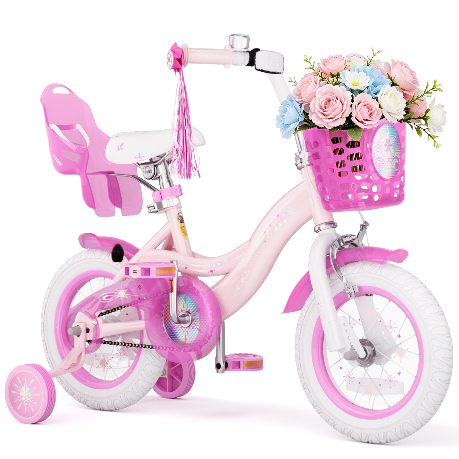 Korimefa 12 14 16 20 inch Girls Kids Bike Ages 3-6 Years Old Children, Toddler Bike with Training Wheels, Perfect for Beginner Riders Learning to Ride, Easy to Assemble, Blue
