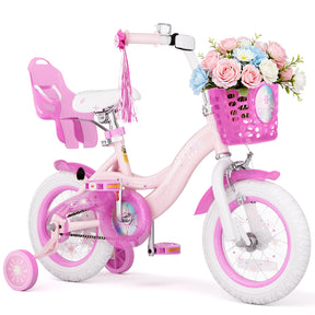Korimefa 12 14 16 20 inch Girls Kids Bike Ages 3-6 Years Old Children, Toddler Bike with Training Wheels, Perfect for Beginner Riders Learning to Ride, Easy to Assemble, Blue