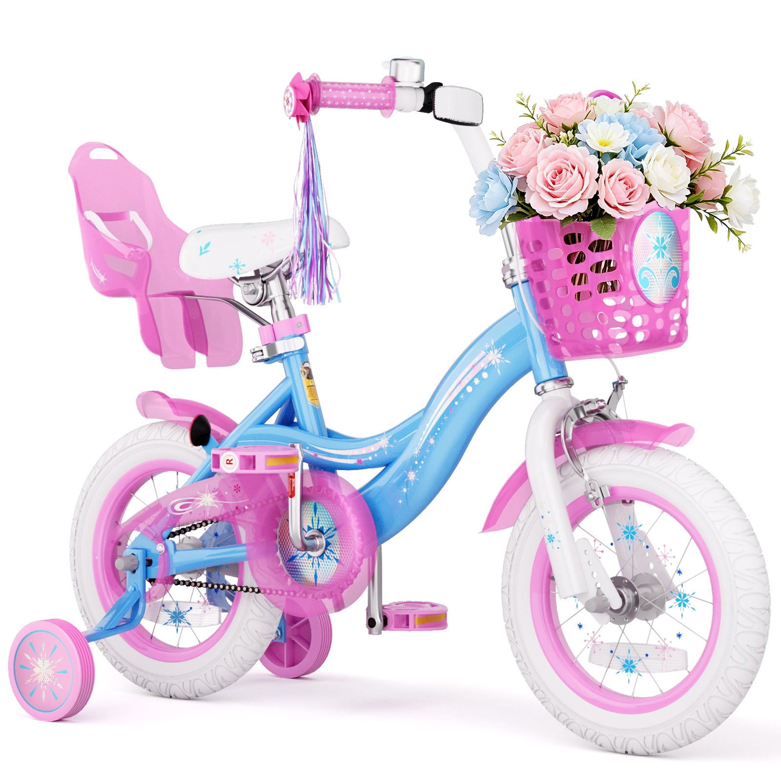 Korimefa 12 14 16 20 inch Girls Kids Bike Ages 3-6 Years Old Children, Toddler Bike with Training Wheels, Perfect for Beginner Riders Learning to Ride, Easy to Assemble, Blue
