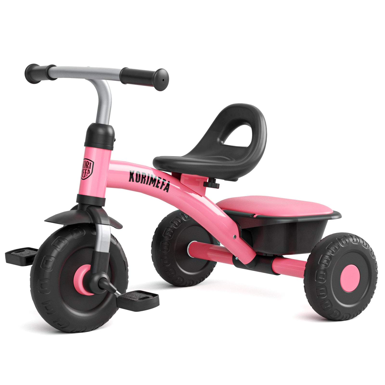 KORIMEFA Kids Tricycle for Toddlers Age 2-5, Birthday Gift for Boy Girl, Toddler Trike with Quiet Ride Wheels, Storage Bin, Comfort Grip Handlebars