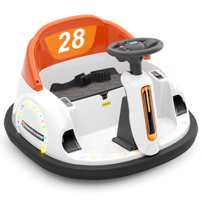 6V Electric Ride on Bumper Car Toys for Kids Toddlers 2-4 Years Old, 360° Spinning Bumping Toy Gifts Cars, Music Play, Lights, 0-2 mph, Orange