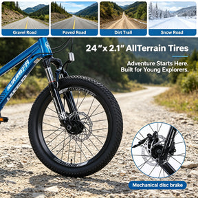 Korimefa 21-Speed Kids Bike, 20 inch Kids Mountain Bicycle for Boys Child Youth 6-12 Years Old, Double Disc Brake, Suspension Fork and Lightweight Aluminum Alloy Frame, Black