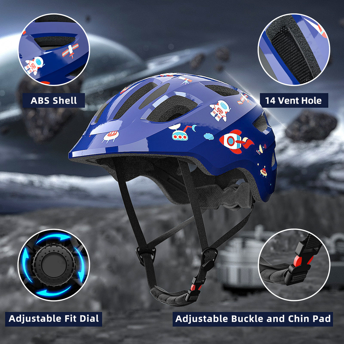 XJD Kids Helmets Astronaut In Blue Adjustable Helmet for Kids In Stock USA