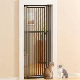 KORIMEFA 47.24"-87" Extra Tall Cat Gate with Wide Adjustable Pet door Pressure Mounted Safety Full Door Gate for Stairs, Hallway, Kitchen, Doorway