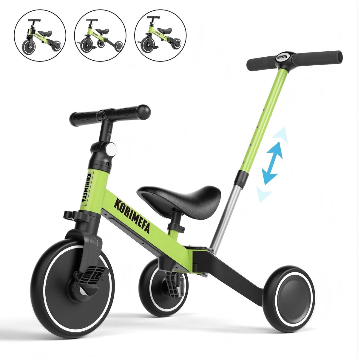 KORIMEFA Toddler Bike with Push Handle,Tricycles for 1 to 3 Years Old, Toddler Tricycle with Push Handle for Boy Girl, Baby Bike Balance Bike