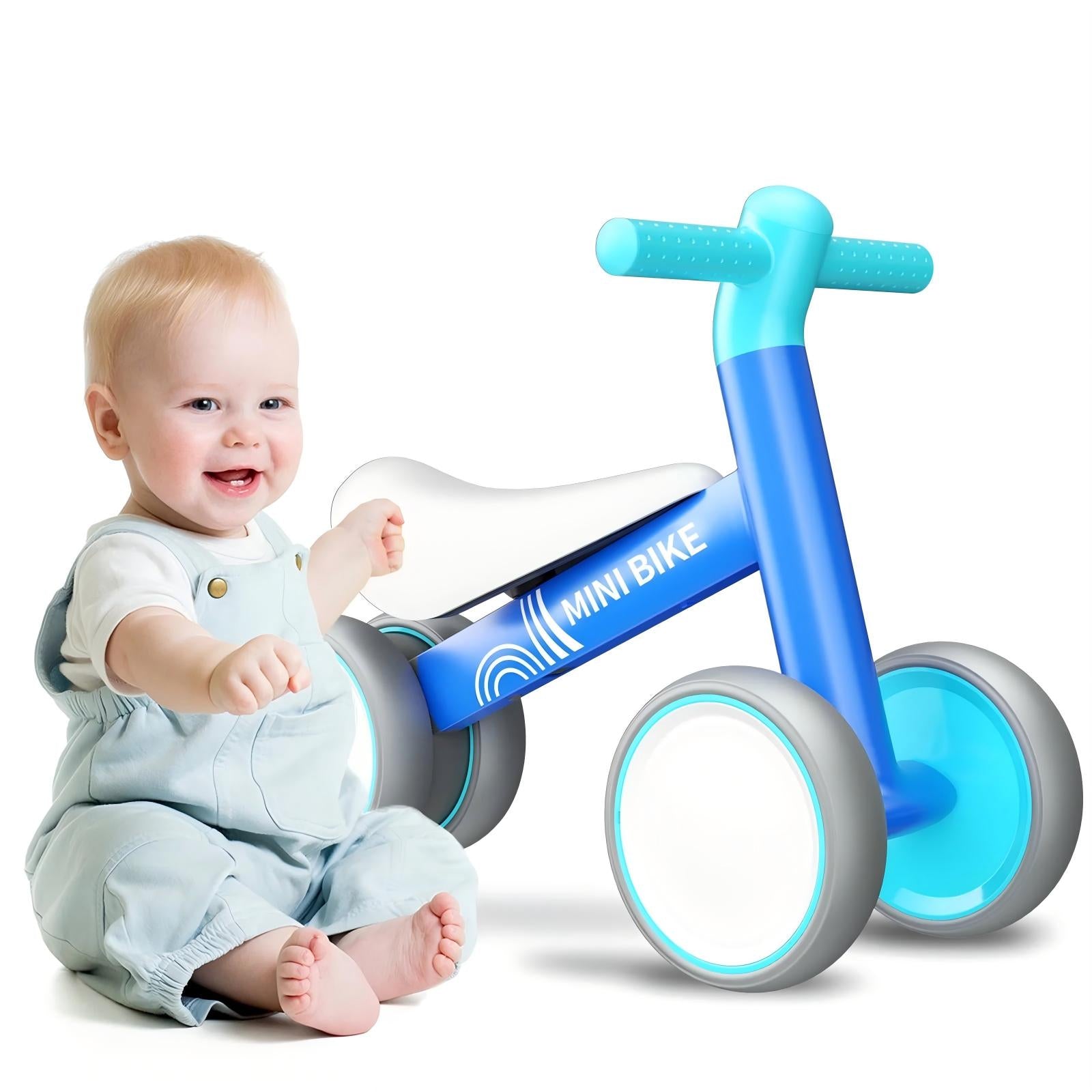 KORIMEFA Baby Balance Bike for 1 Year Old Boys Girls 12-24 Month Toddler Balance Bike, 4 Wheels Pre-School Walker Riding Toy, First Birthday Gifts