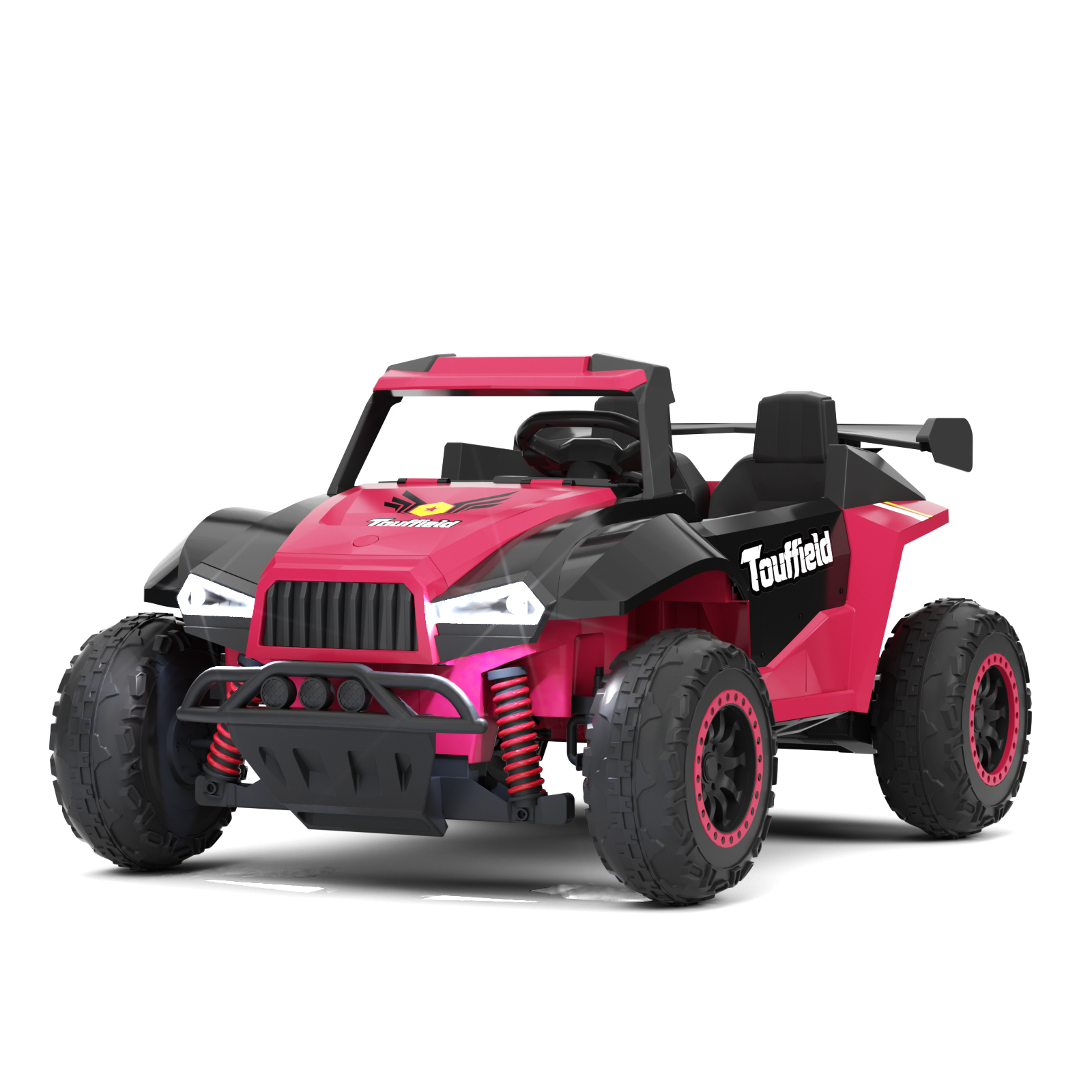 XJD 12V/24V 7AH Ride On Car with Remote Control, 2WD/4WD Switchable, 2 Seats, Power Car for Kids, Black&Pink