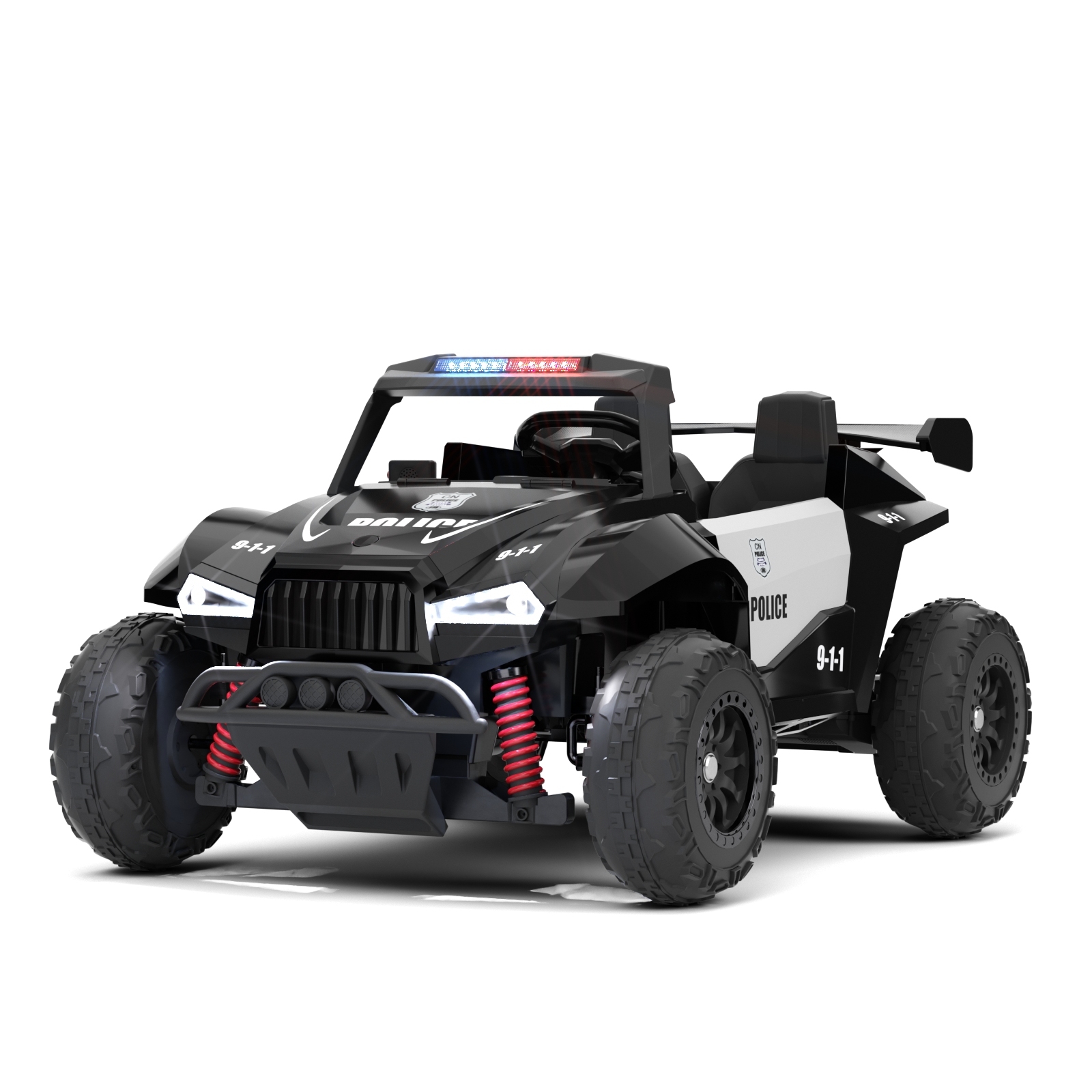 XJD 12V/24V 7AH Ride On Car with Remote Control, 2WD/4WD Switchable, 2 Seats, Power Car for Kids, Black&White