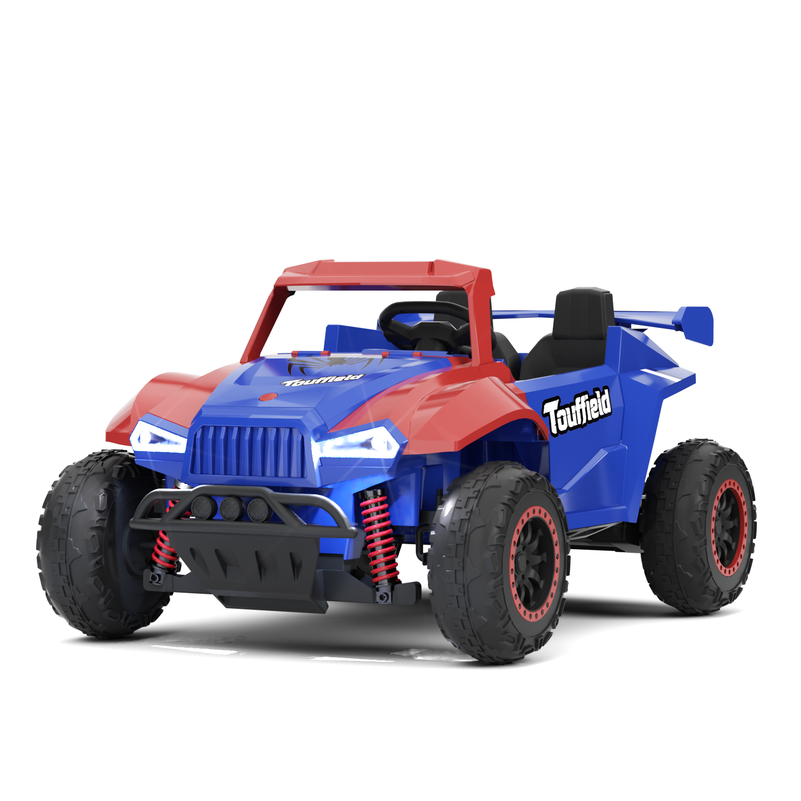 XJD 12V/24V 7AH Ride On Car with Remote Control, 2WD/4WD Switchable, 2 Seats, Power Car for Kids, Blue&Red
